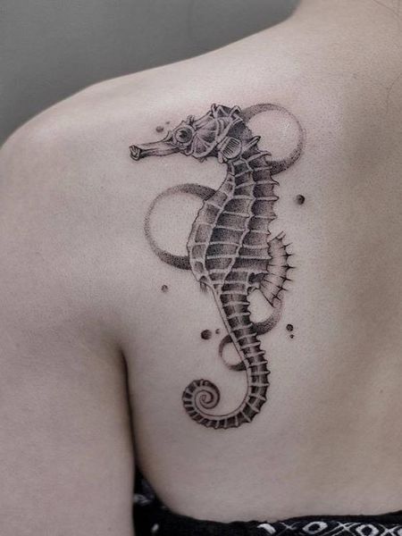 Back Seahorse Tattoo