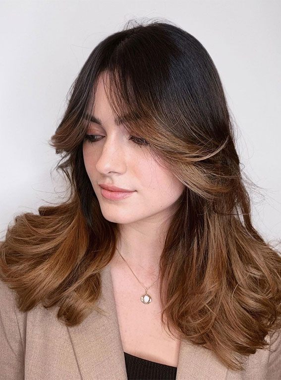 Balayage With Curtain Bangs