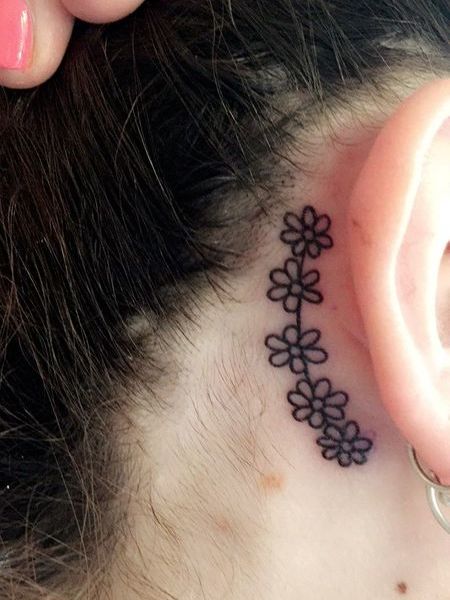 Behind The Ear Daisy Tattoo