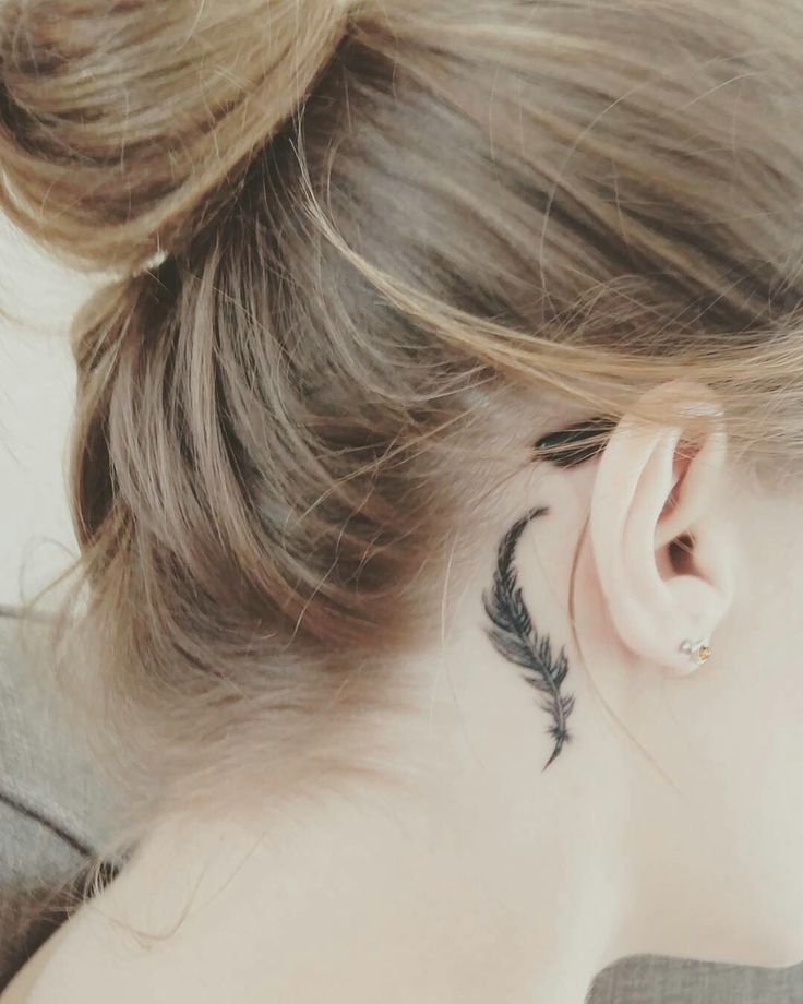 Behind The Ear Feather Tattoo