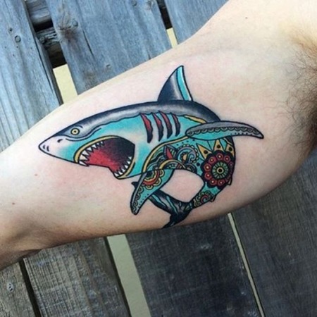 Bicep Shark Tattoos