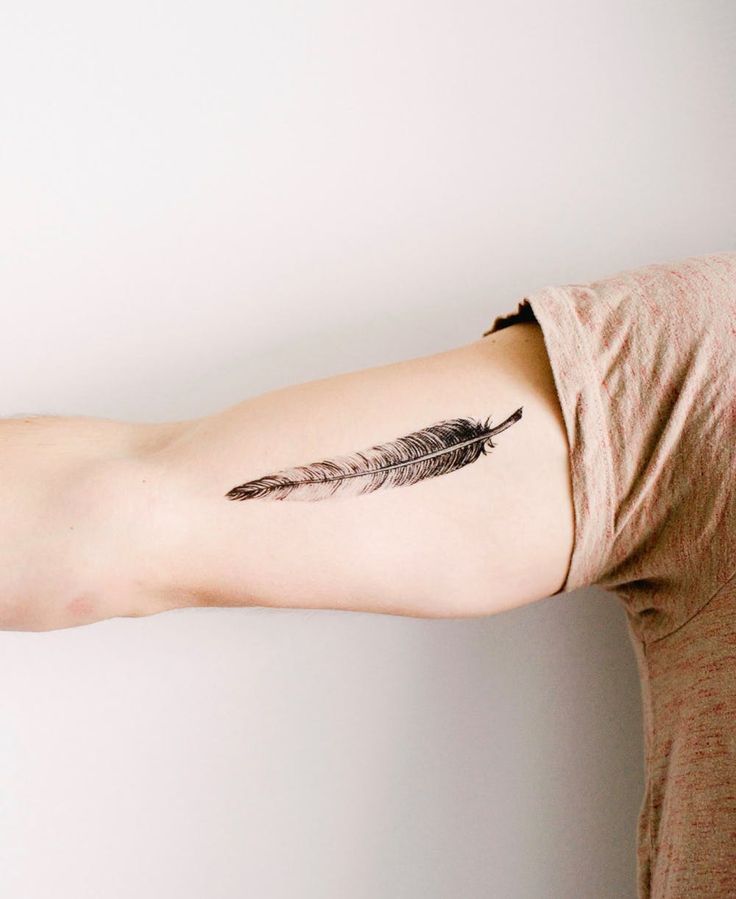 Biceps Feather Tattoo