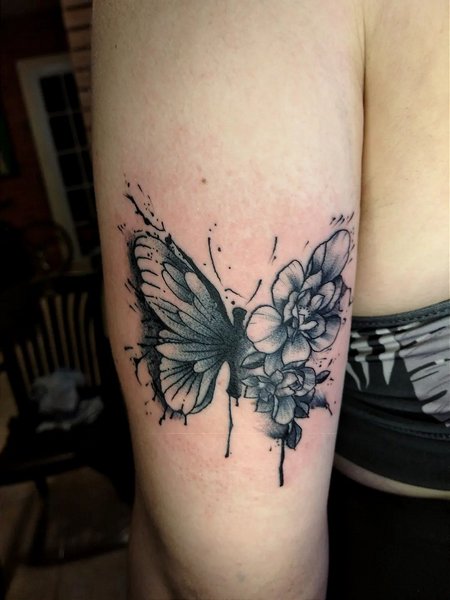 Black And White Butterfly Tattoo