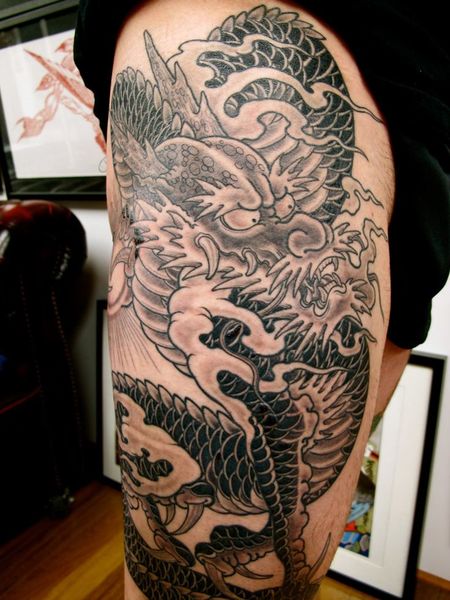 Black and White Dragon Tattoo