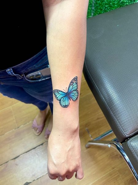 Blue Butterfly Tattoo