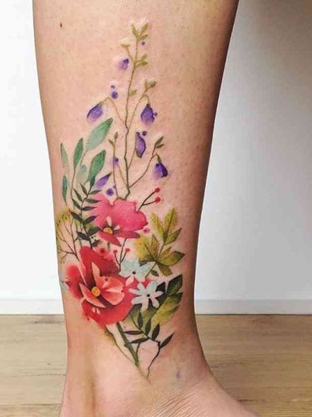 Botanical Leg Tattoo