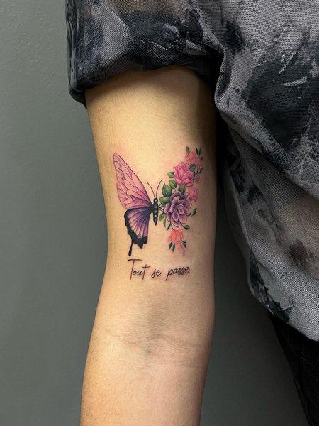 Butterfly And Flower Tattoo