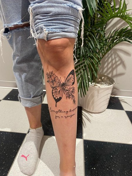 Butterfly Leg Tattoo