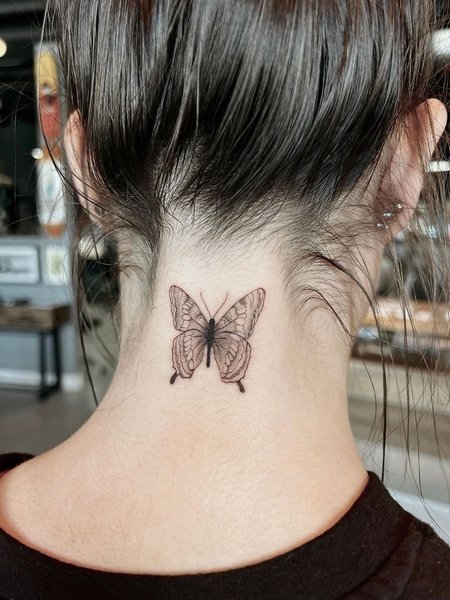 Butterfly Neck Tattoo