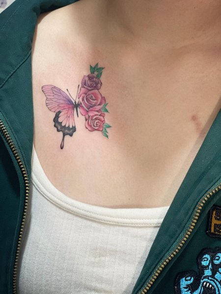 Butterfly Rose Tattoo