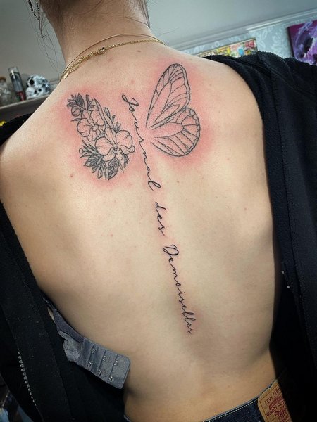 Butterfly Spine Tattoo