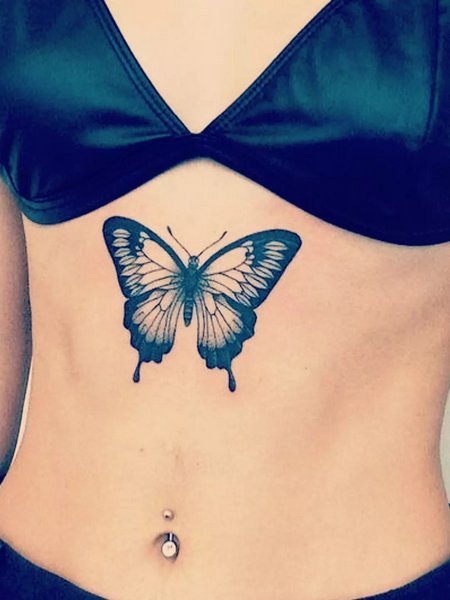 Butterfly Stomach Tattoo