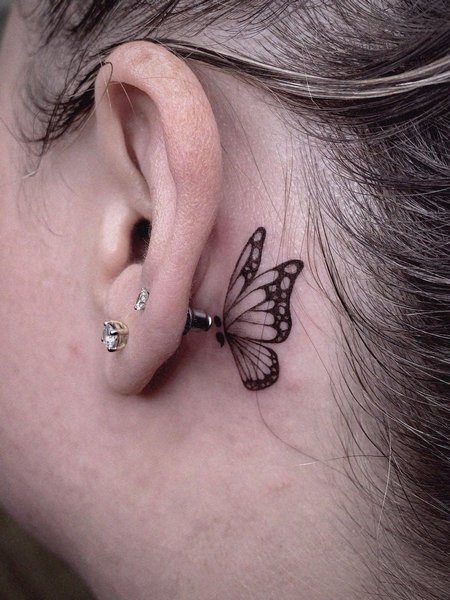 Butterfly Tattoo Behind Ear