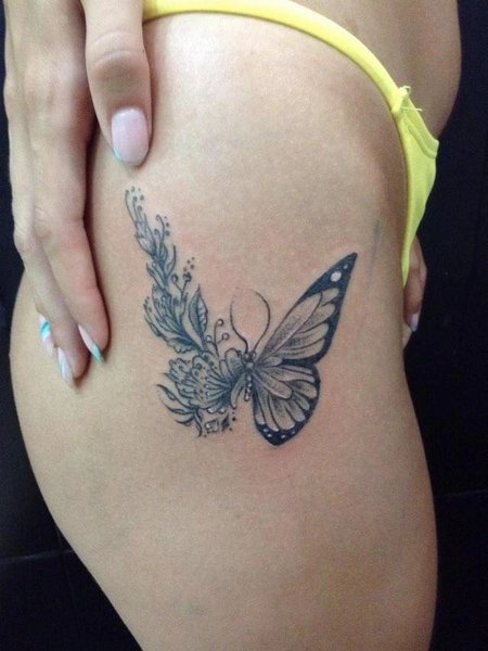 Butterfly Thigh Tattoo