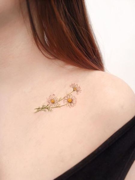 Chest Daisy Tattoo