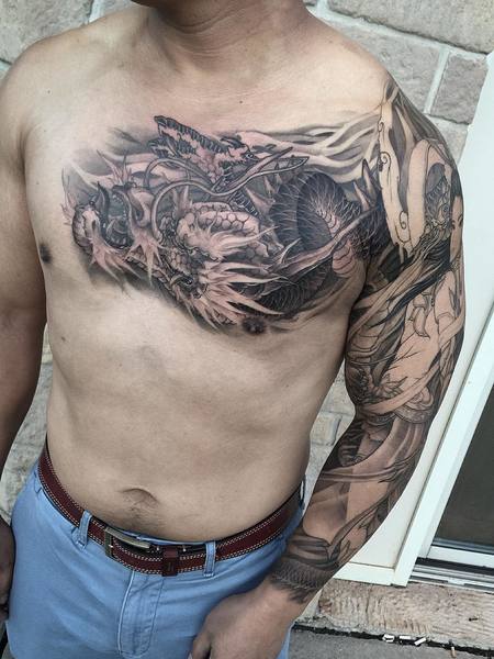 Chest Dragon Tattoo