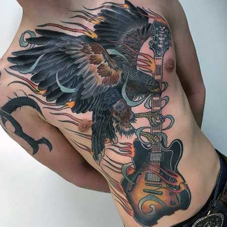 Chest Hawk Tattoos