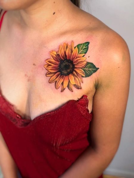 Chest Sunflower Tattoo