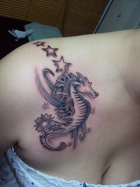 Collarbone Seahorse Tattoo