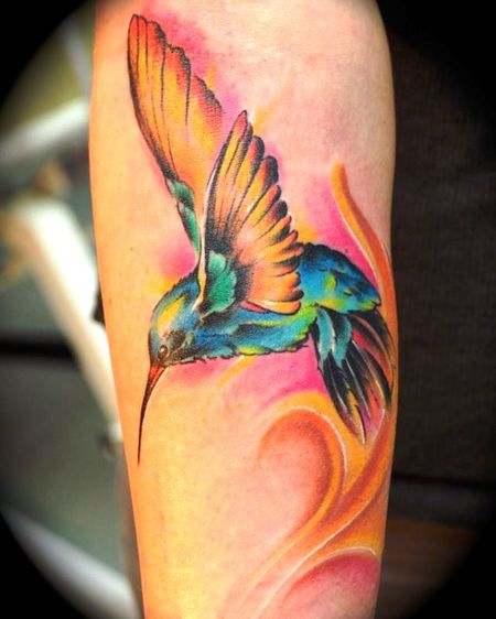 Colorful Hummingbird Tattoos