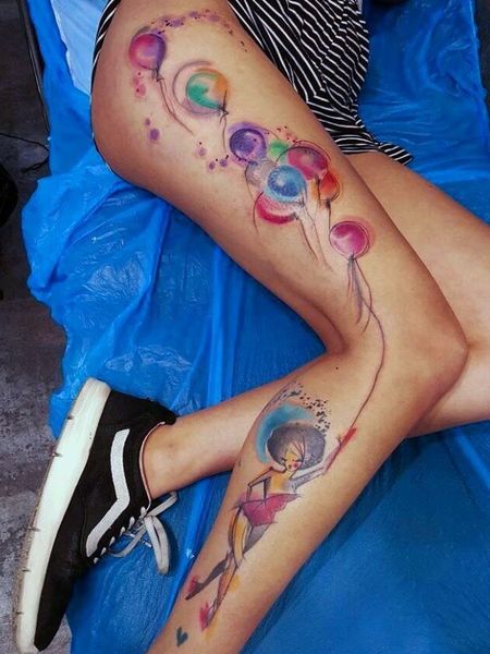 Colorful Leg Tattoo