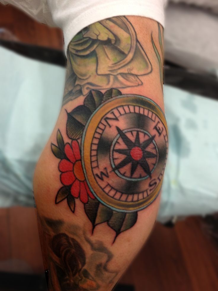 Compass Elbow Tattoo