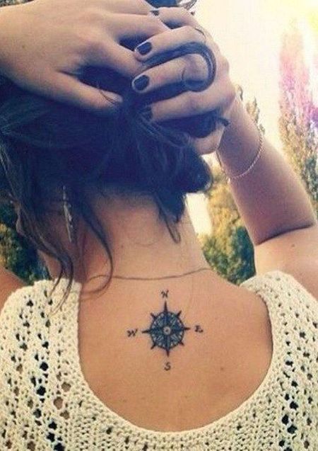 Compass Neck Tattoo