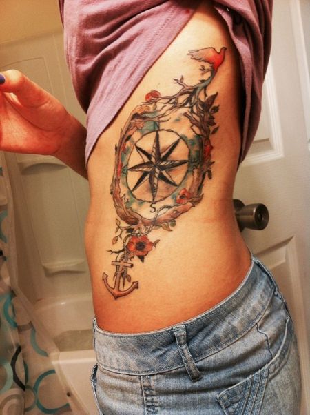 Compass Rib Tattoo