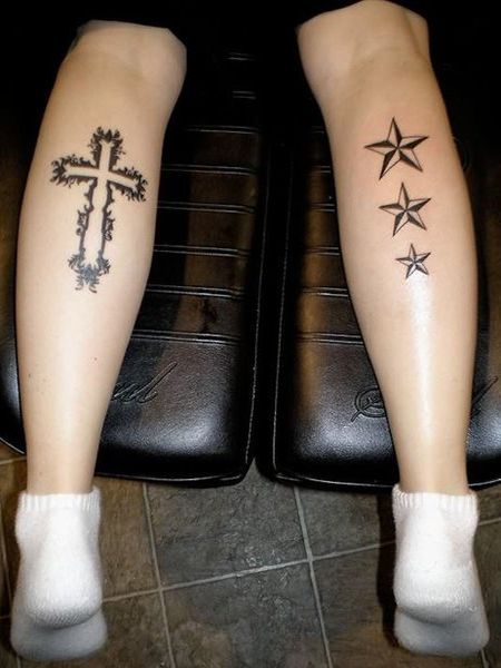 Cross Leg Tattoo