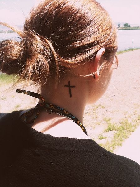 Cross Neck Tattoo