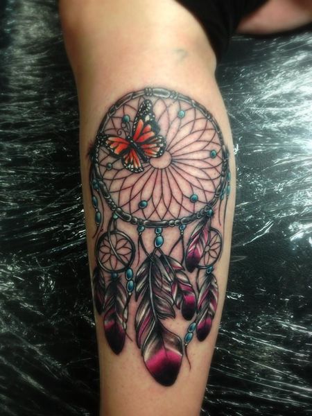 Dreamcatcher Leg Tattoo