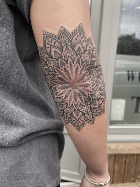 Elbow Mandala Tattoo