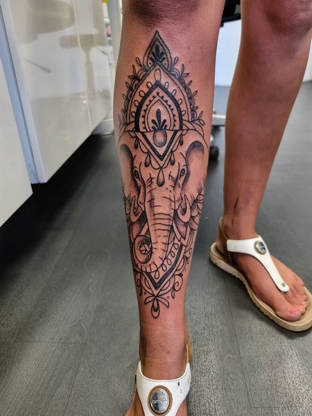 Elephant Calf Tattoo