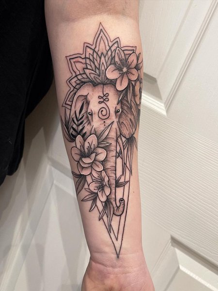 Elephant Flower Tattoo