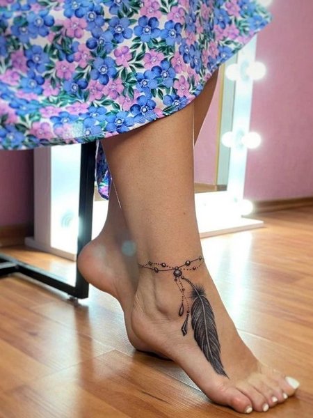 Feather Ankle Tattoo