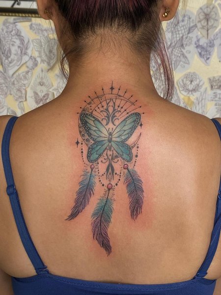 Feather Back Tattoo