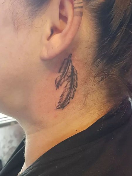 Feather Neck Tattoo