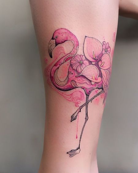 Flamingo Leg Tattoos