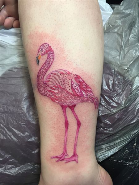 Flamingo Lower Leg Tattoos