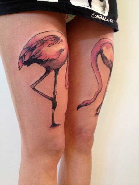 Flamingo Thigh Tattoos