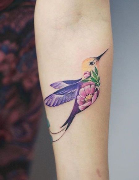 Floral Hummingbird Tattoos