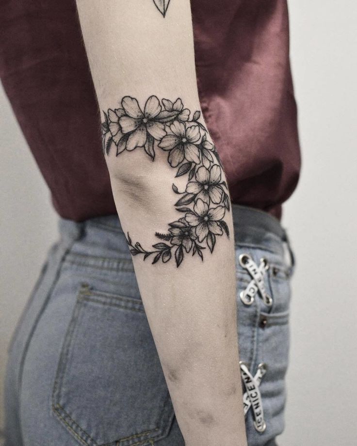 Flower Elbow tattoo
