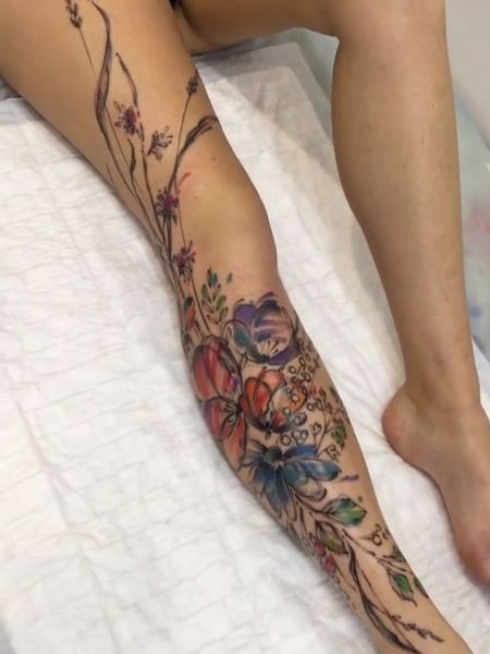 Flower Leg Tattoo