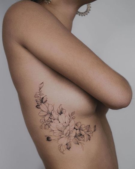 Flower Rib Tattoo