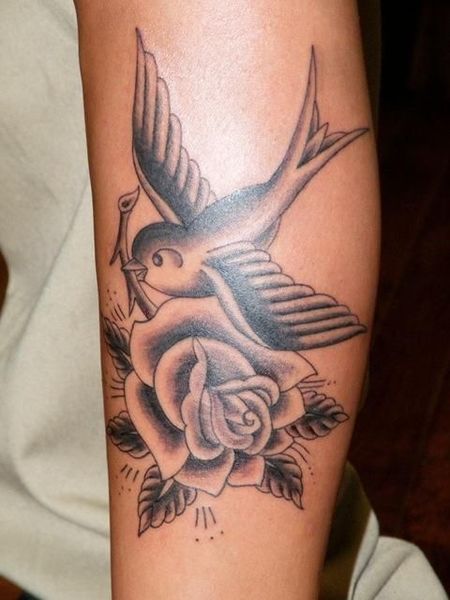 Flower Swallow Tattoos