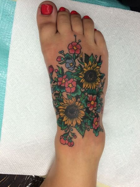 Foot Sunflower Tattoo