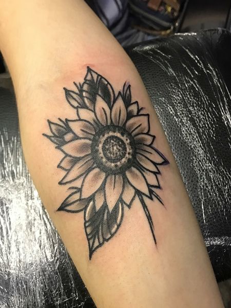 Forearm Sunflower Tattoo