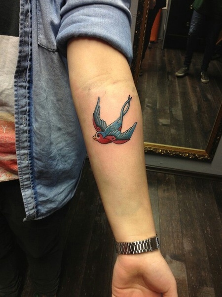 Forearm Swallow Tattoo