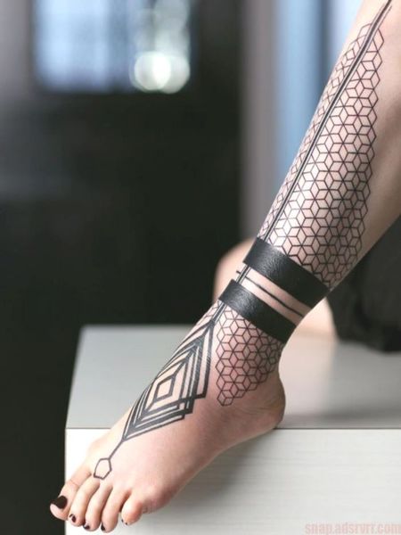 Geometric Leg Tattoo