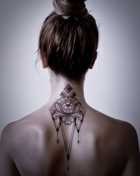 Geometric Neck Tattoo